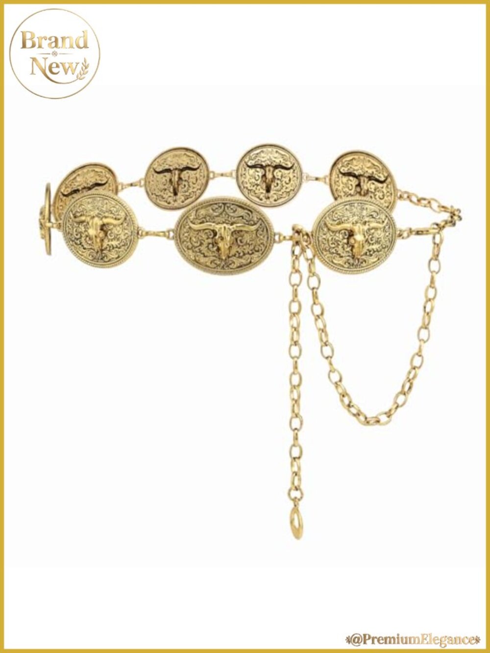 Western Metal Concho Belt Cowgirl Chain Waist Belt for Dresses Jeans